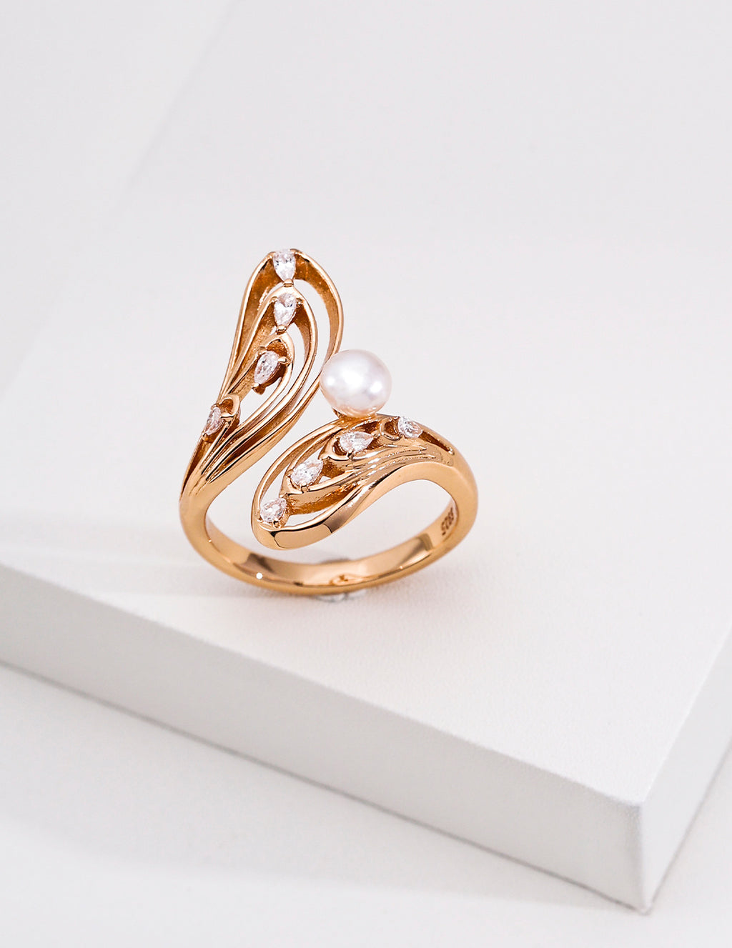 French Pearl Butterfly Wing S925 Ring - Vintage Gold