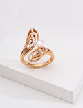 French Pearl Butterfly Wing S925 Ring - Vintage Gold