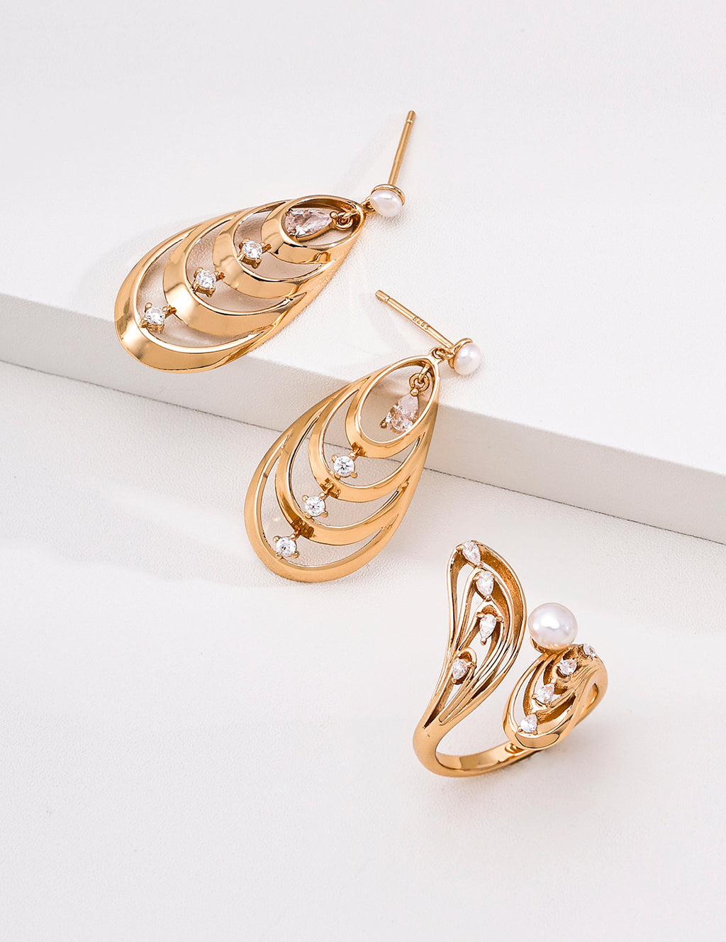 French Pearl Butterfly Wing S925 Jewelry Set