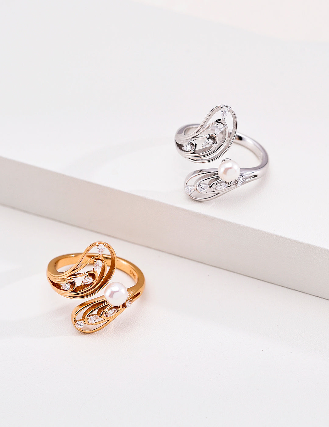 French Pearl Butterfly Wing S925 Ring - Dual Colors