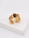 French Royal Filigree Tiger's Eye S925 Ring - Gold