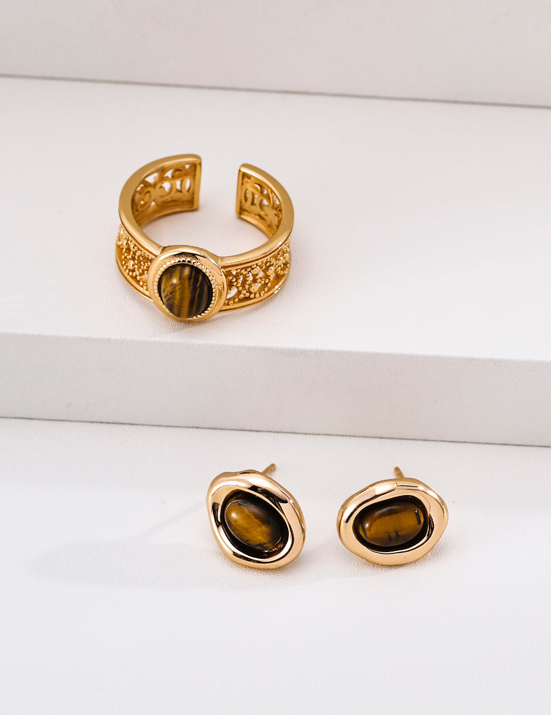 French Royal Filigree Tiger's Eye S925 Jewelry Set