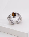 French Royal Filigree Tiger's Eye S925 Ring - Silver