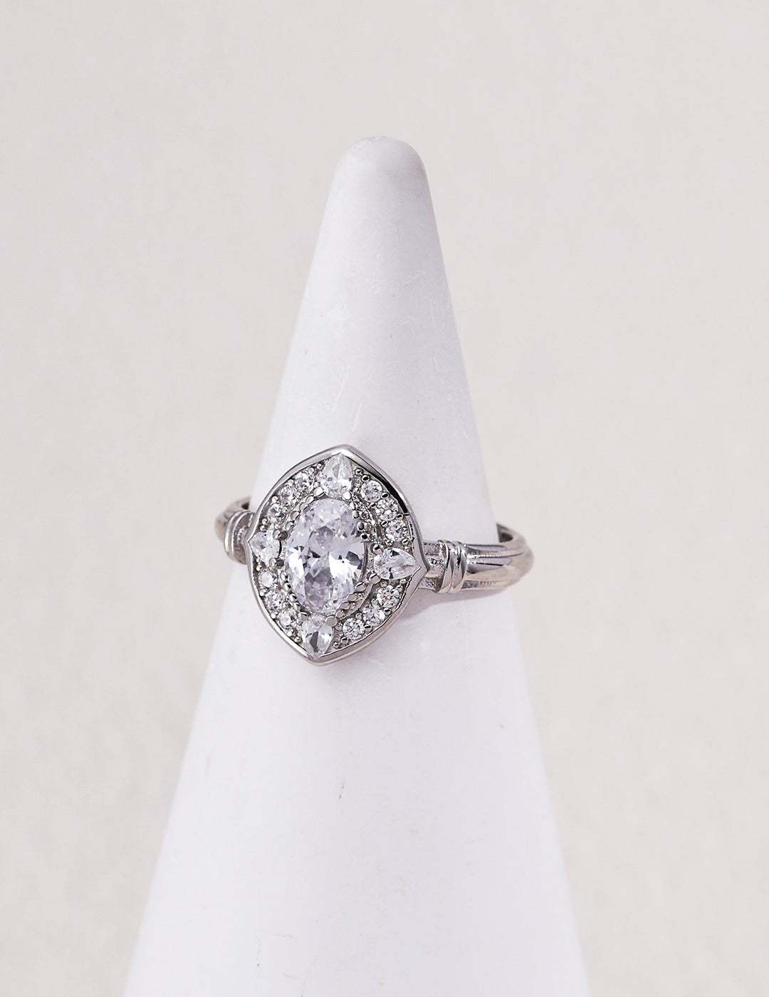 Vintage Marquise Halo Zirconia S925 Ring - Silver