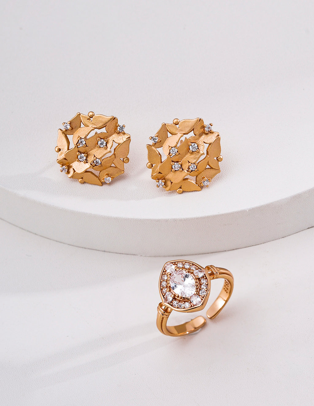 Vintage Marquise Halo Zirconia S925 Ring - Jewelry Set