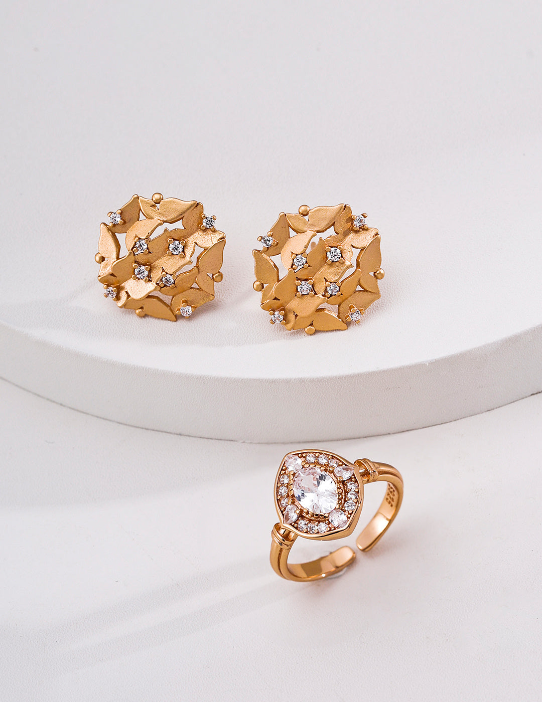 Vintage Marquise Halo Zirconia S925 Ring - Jewelry Set