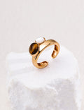Dual Gemstone Toi et Moi S925 Ring - Tiger's Eye Gold