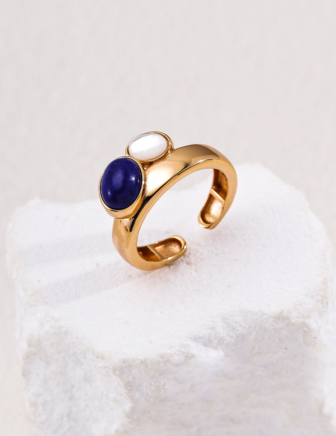 Dual Gemstone Toi et Moi S925 Ring - Lapis Lazuli Gold