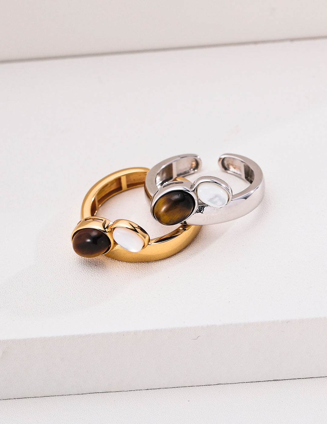 Dual Gemstone Toi et Moi S925 Ring - Gold and Silver Pair
