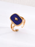 Vintage Rhombus Plaque Signet S925 Ring - Lapis Lazuli Gold