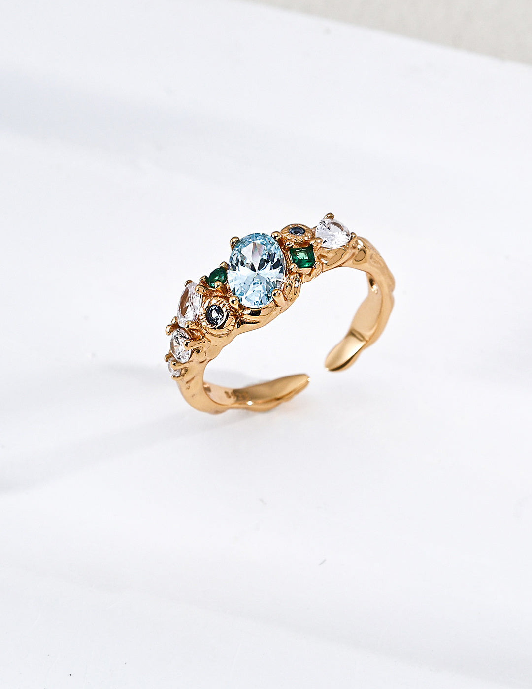 Forest Heartbeat Multigem Vine S925 Ring - Vintage Gold