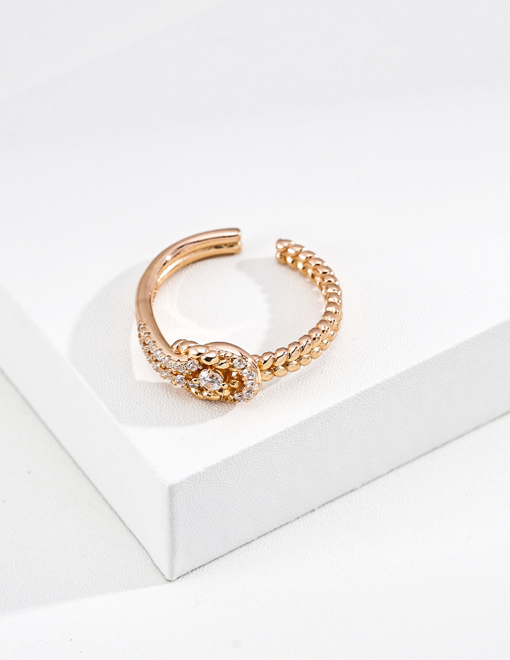 Fortune Knot Pavé Zirconia S925 Ring - Gold