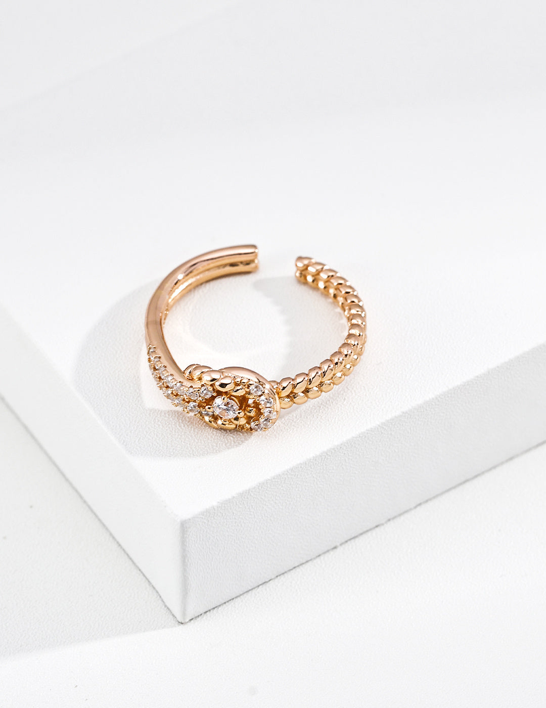 Fortune Knot Pavé Zirconia S925 Ring - Gold
