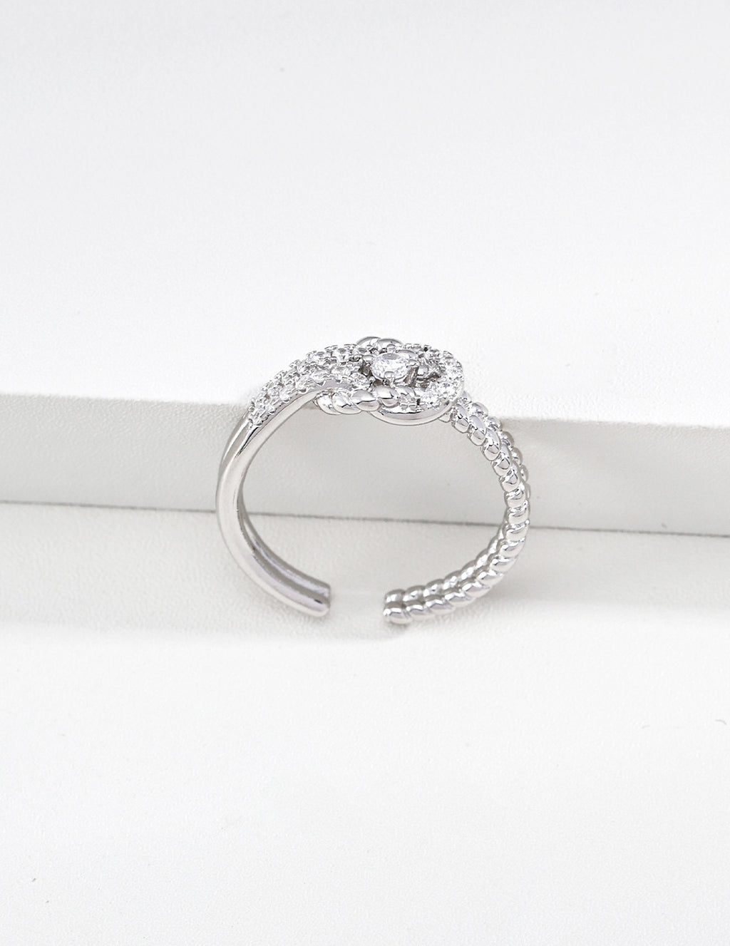 Fortune Knot Pavé Zirconia S925 Ring - Silver