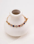 Half Pearl & Rainbow Zirconia Toggle Bracelet - Gold
