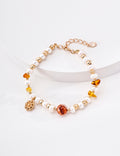 Sunlit Amber Crystal & Freshwater Pearl S925 Bracelet - Display