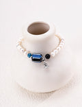Nepalese Artisan Glass & Black Onyx Pearl S925 Bracelet - On Vase