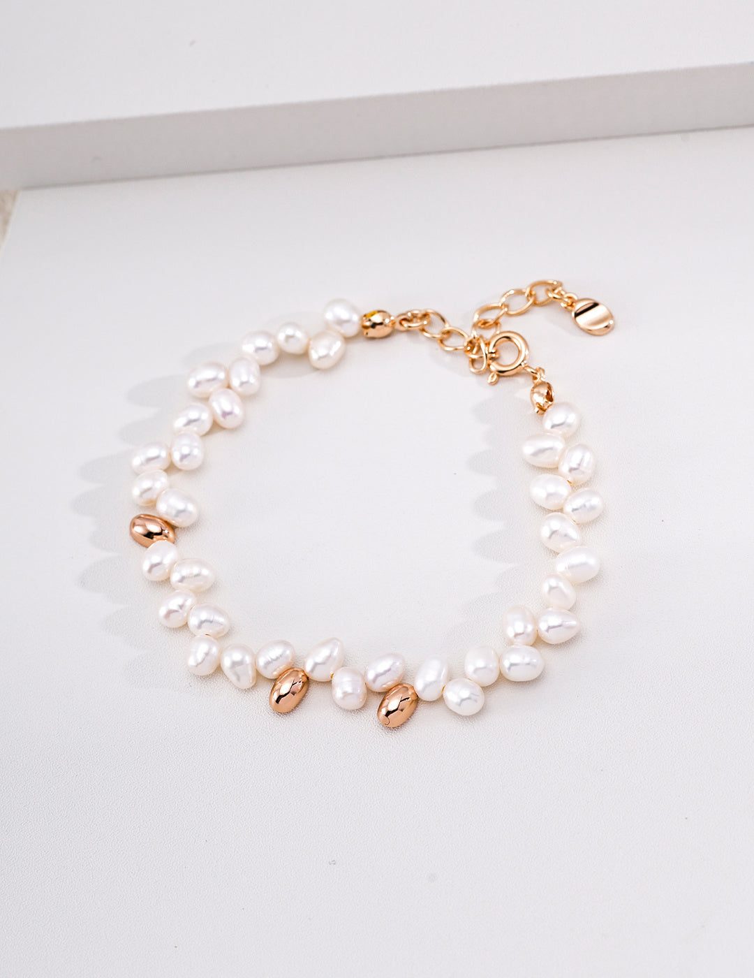 Minimalist Rice Pearl & Pebble Nugget S925 Bracelet - Statement 4x5mm