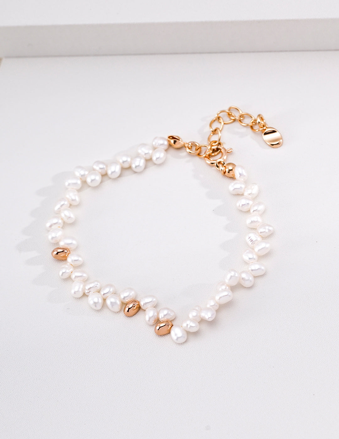 Minimalist Rice Pearl & Pebble Nugget S925 Bracelet - Petite 3x4mm