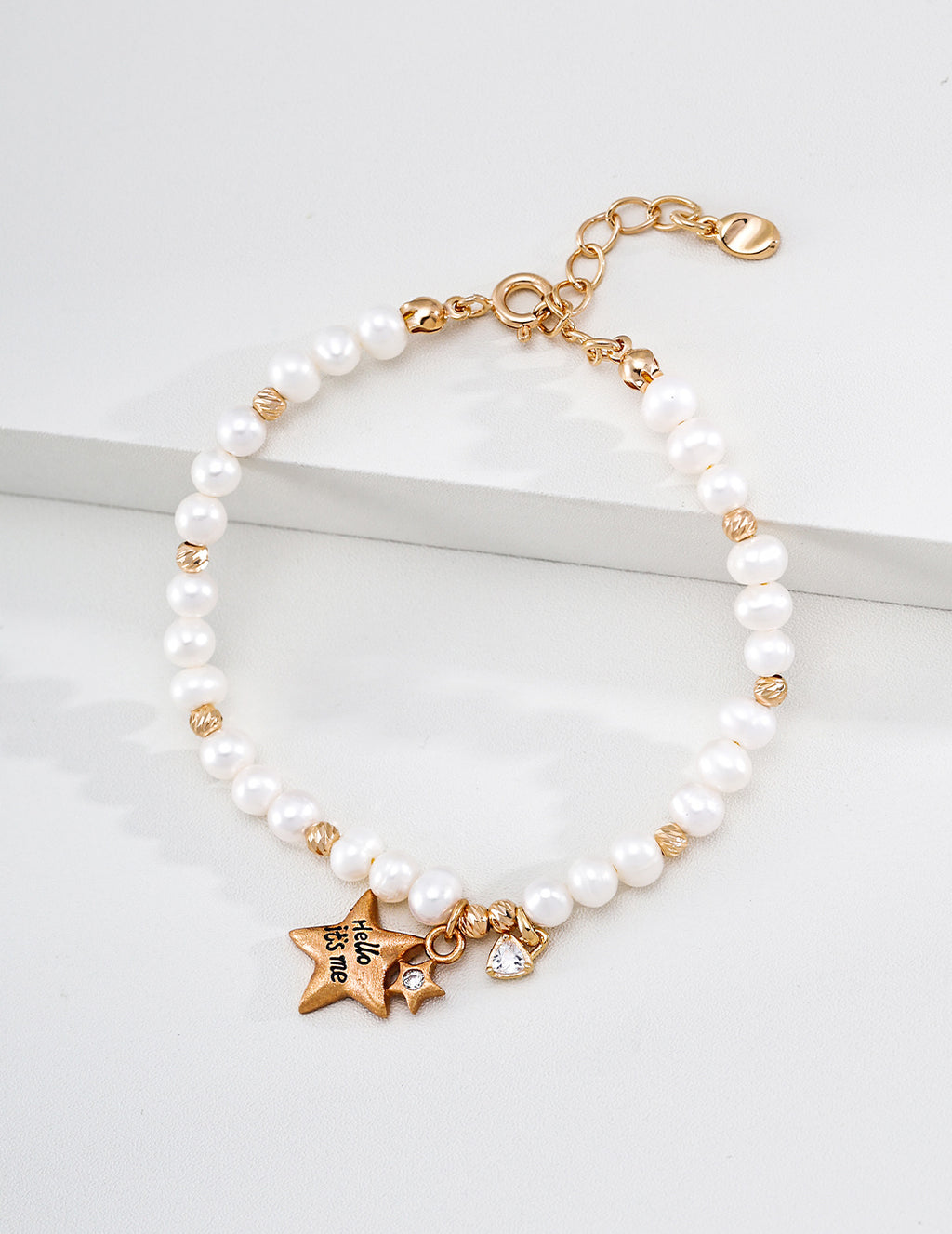 "Hello It's Me" Celestial Star Pearl S925 Bracelet - Flat View