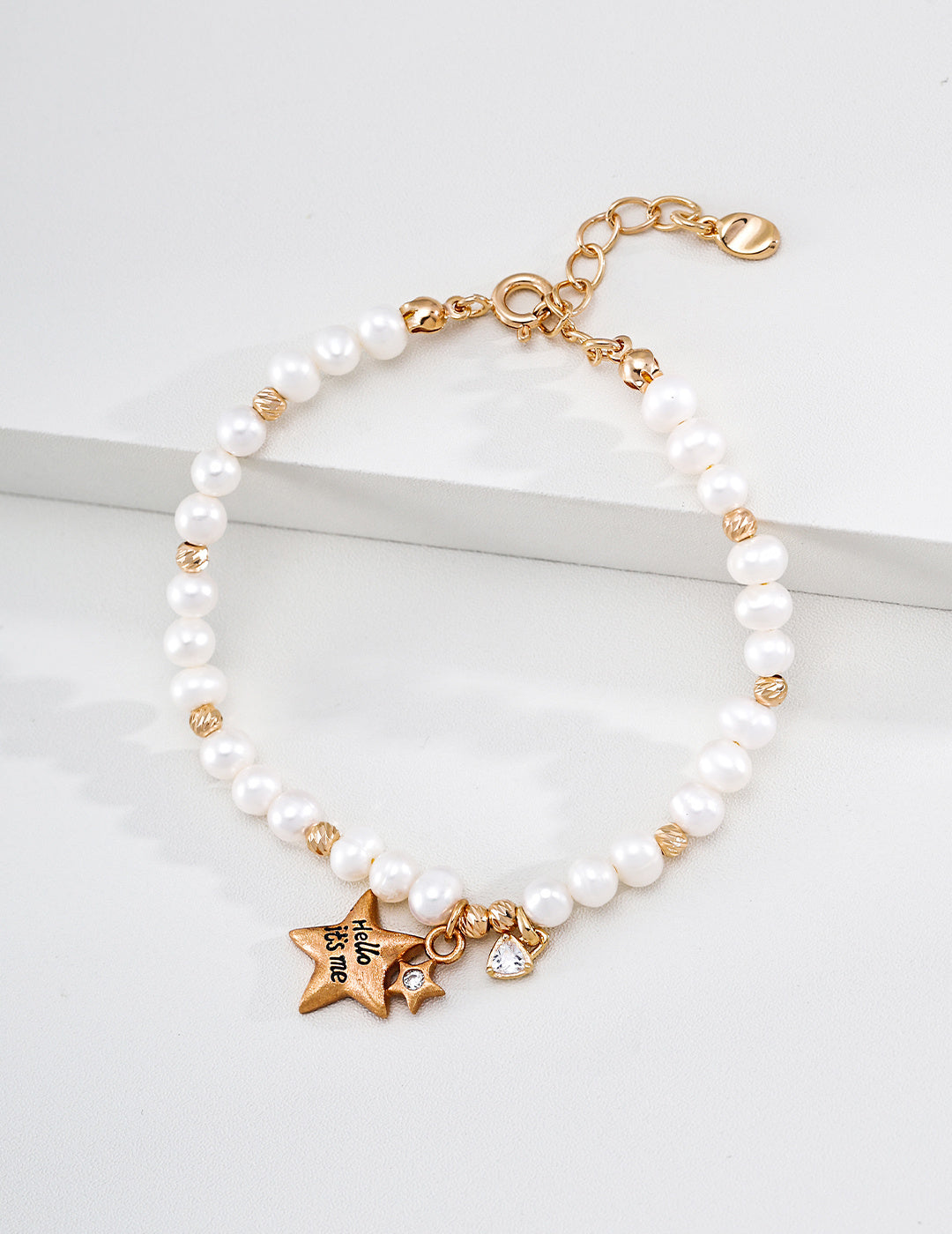 "Hello It's Me" Celestial Star Pearl S925 Bracelet - Flat View