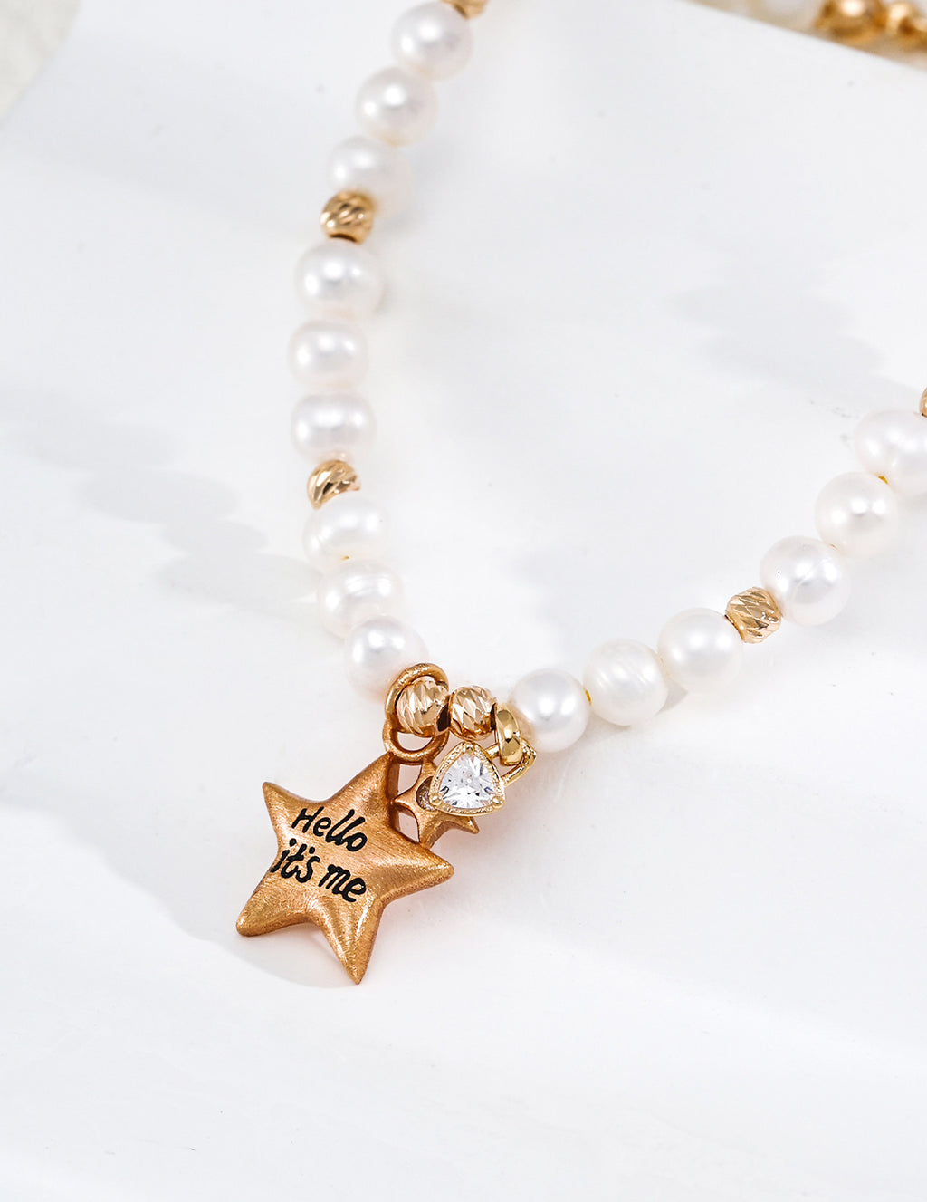 "Hello It's Me" Celestial Star Pearl S925 Bracelet - Macro Charms