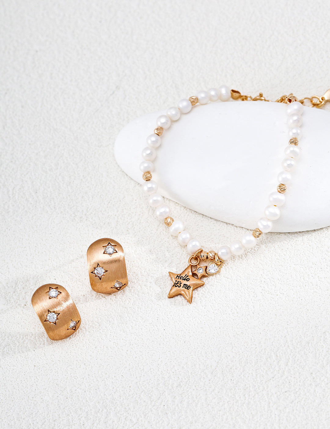 "Hello It's Me" Celestial Star Pearl S925 Bracelet - Jewelry Set