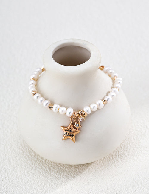 "Hello It's Me" Celestial Star Pearl S925 Bracelet - On Vase