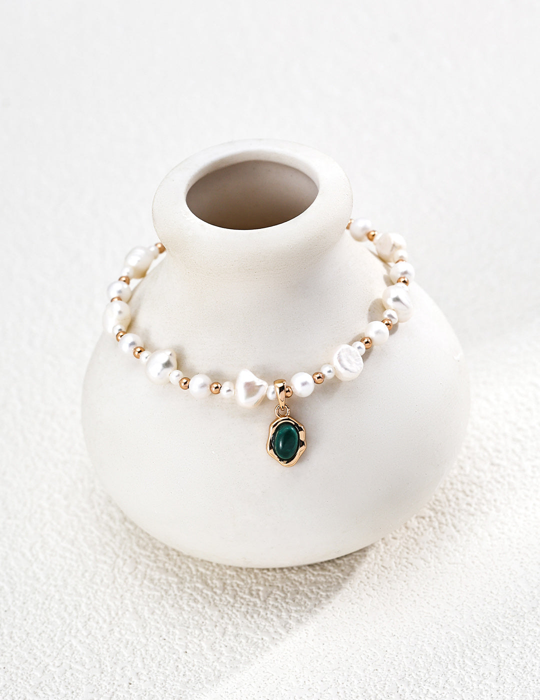Molten Gold Malachite Pearl S925 Bracelet - On Vase