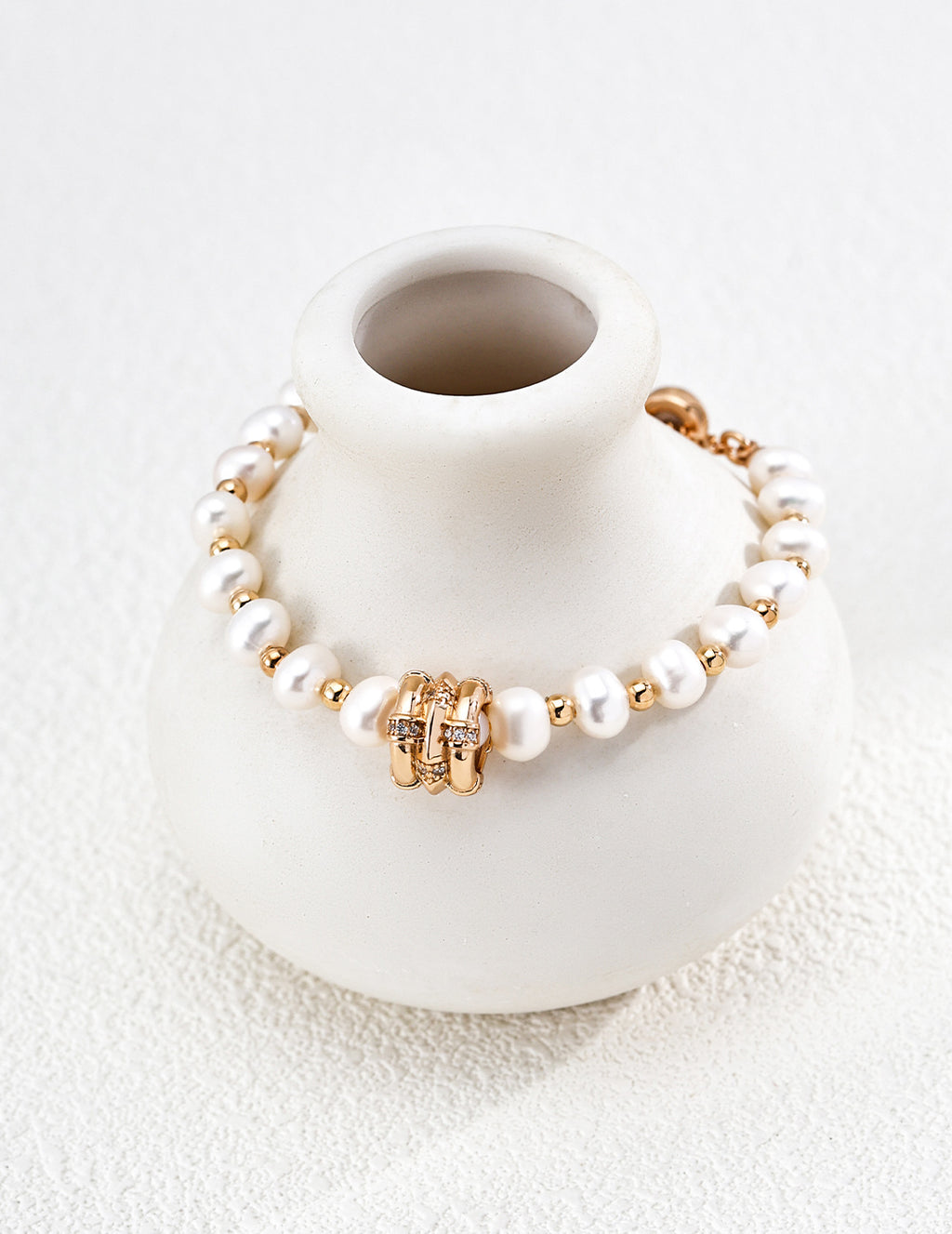 Celestial Fortune Wheel Pearl S925 Bracelet - Gold