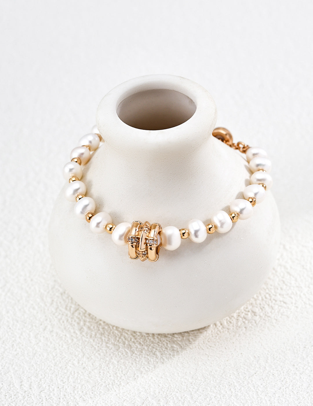 Celestial Fortune Wheel Pearl S925 Bracelet - Gold