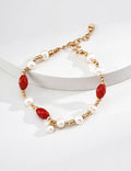 Natural Cinnabar Pearl S925 Talisman Bracelet - Flat View
