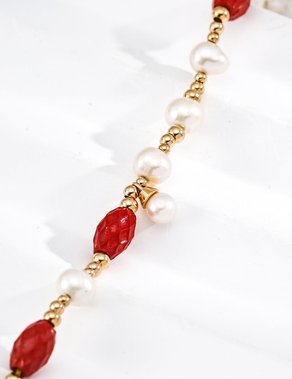 Natural Cinnabar Pearl S925 Talisman Bracelet - Macro Close Up