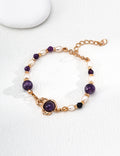 Molten Gold Amethyst Orb & Pearl S925 Bracelet - Flat View