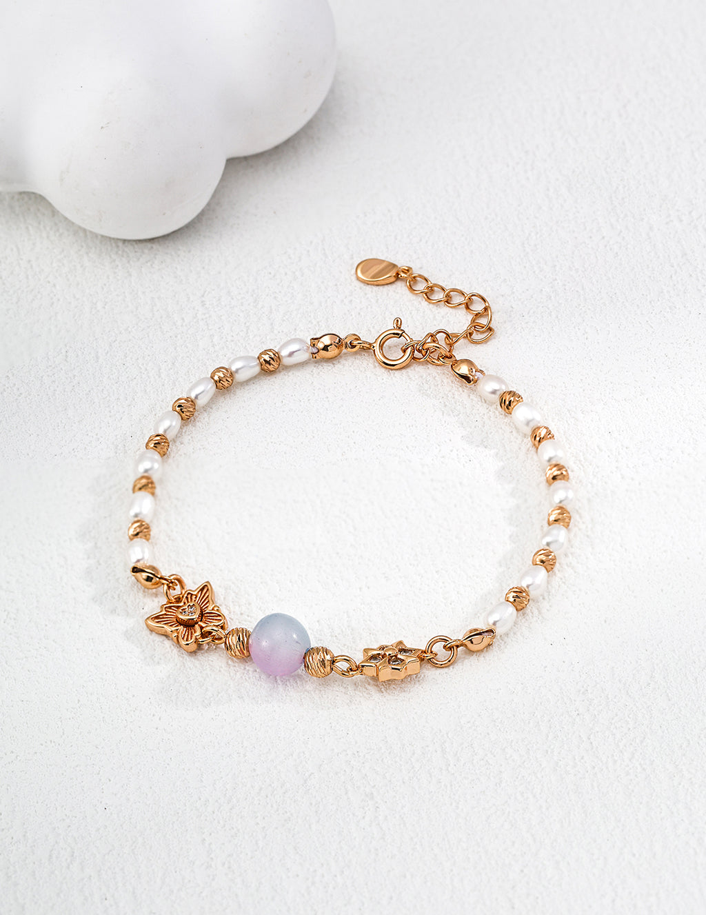 "Forest Fairy" Butterfly & Cat's Eye Pearl S925 Bracelet - Gold