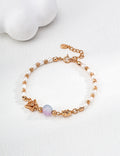 "Forest Fairy" Butterfly & Cat's Eye Pearl S925 Bracelet - Gold