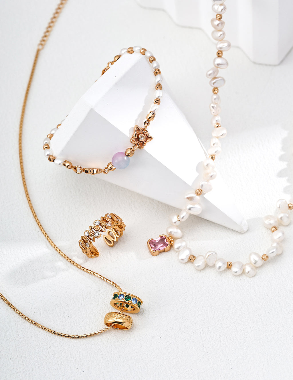 "Forest Fairy" Butterfly & Cat's Eye Pearl S925 Bracelet - Jewelry Suite