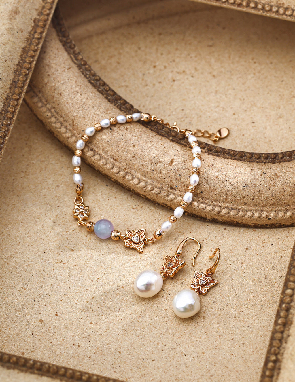 "Forest Fairy" Butterfly & Cat's Eye Pearl S925 Bracelet - With Earrings