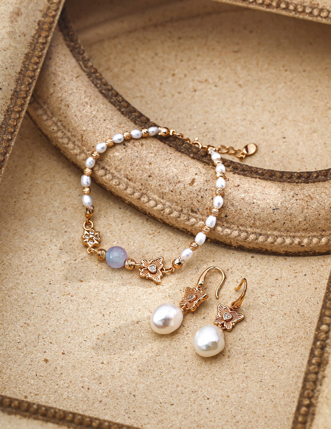 "Forest Fairy" Butterfly & Cat's Eye Pearl S925 Bracelet - With Earrings