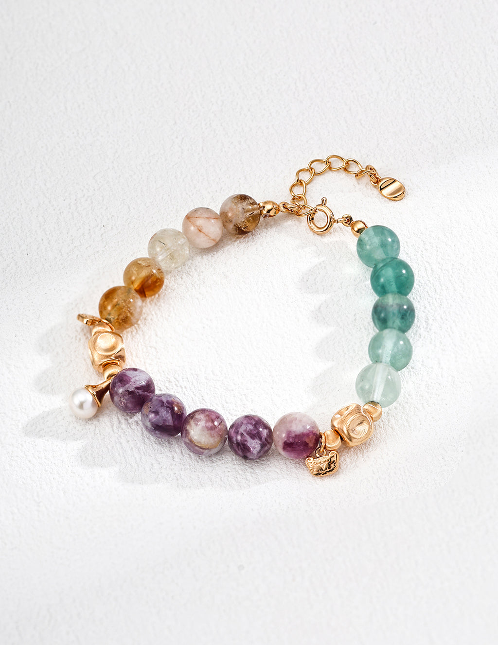 Tri-Color Crystal Harmony & Pearl S925 Bracelet - Flat View