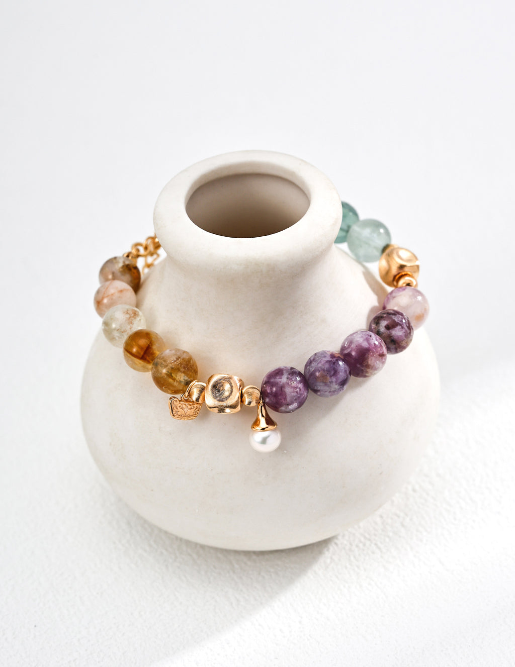 Tri-Color Crystal Harmony & Pearl S925 Bracelet - On Vase
