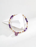 Amethyst Drop & Seed Pearl S925 Slider Bracelet - Flat View