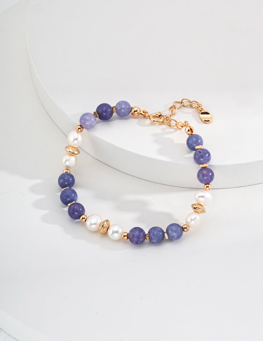 Natural Kunzite & Pearl S925 Bracelet - Flat View