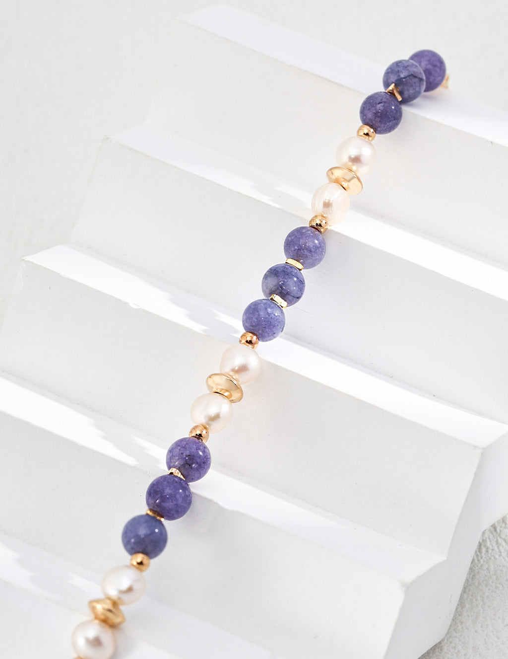 Natural Kunzite & Pearl S925 Bracelet - Step Display