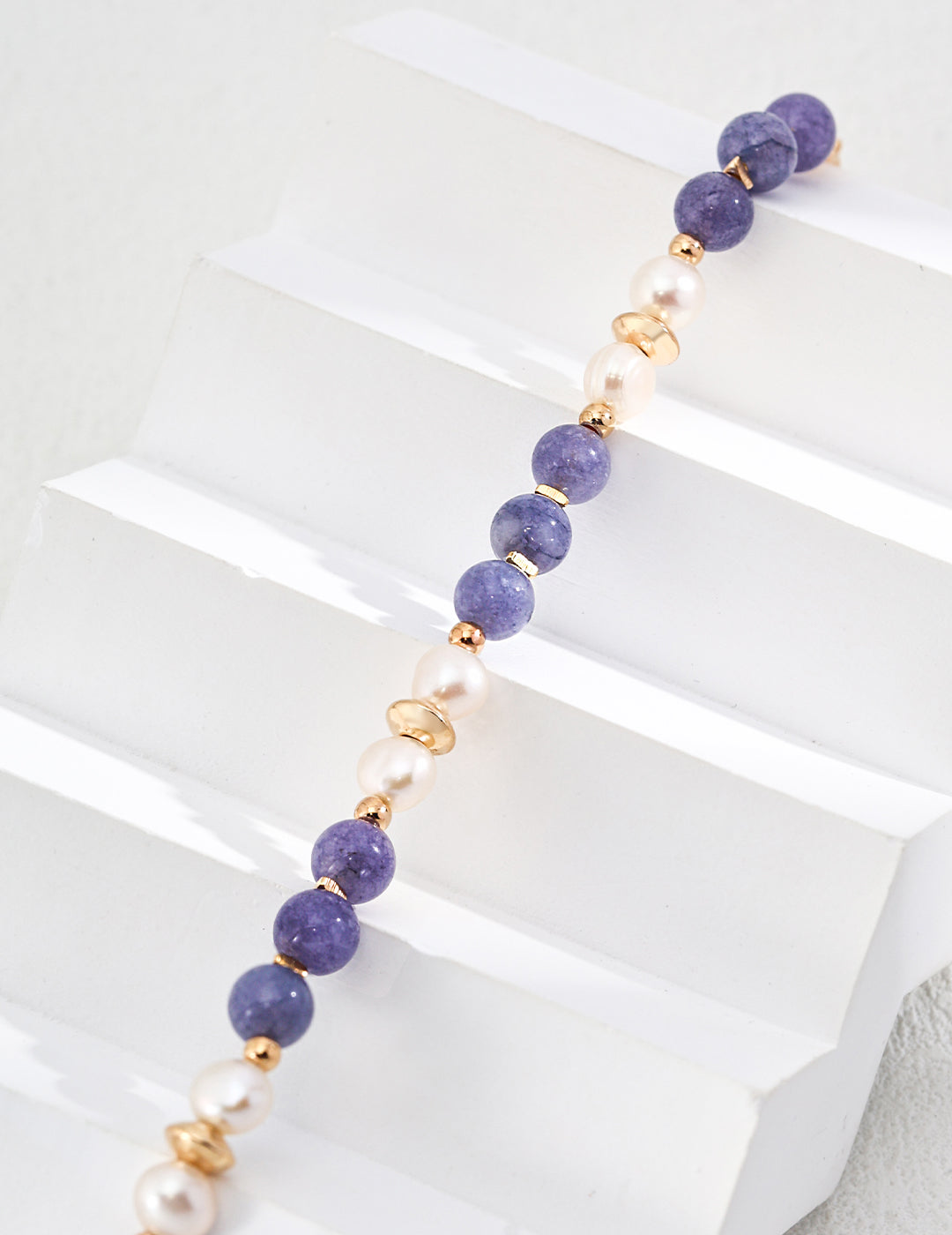 Natural Kunzite & Pearl S925 Bracelet - Step Display