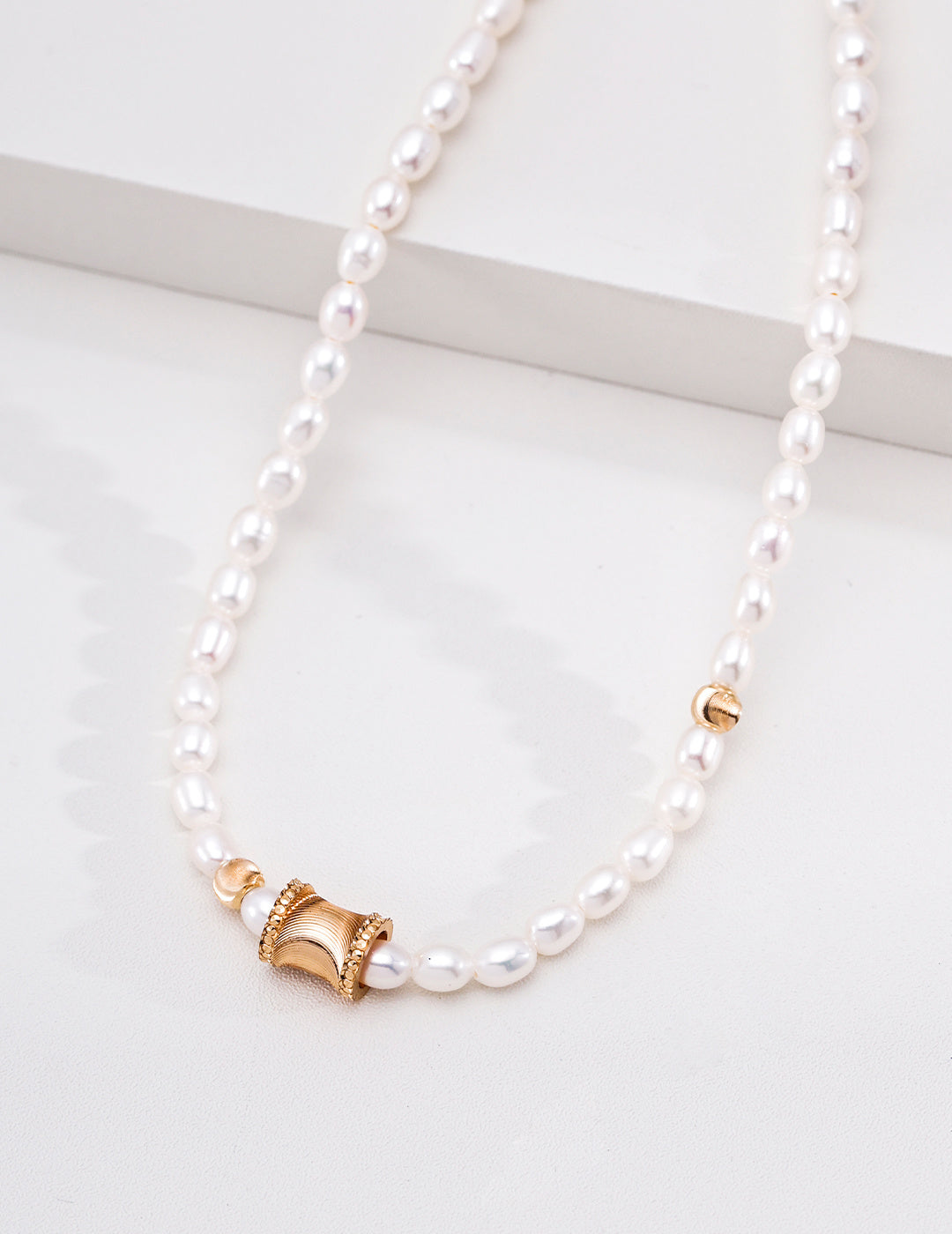 Fluted Corset Pearl S925 Necklace - On Step