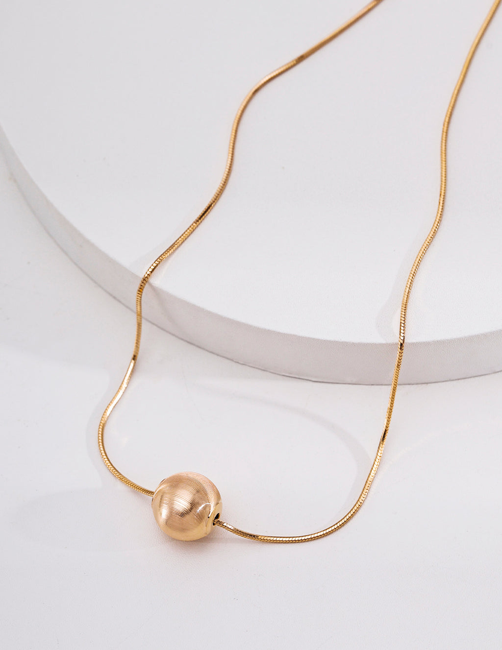Minimalist Brushed Sphere S925 Necklace - Gold