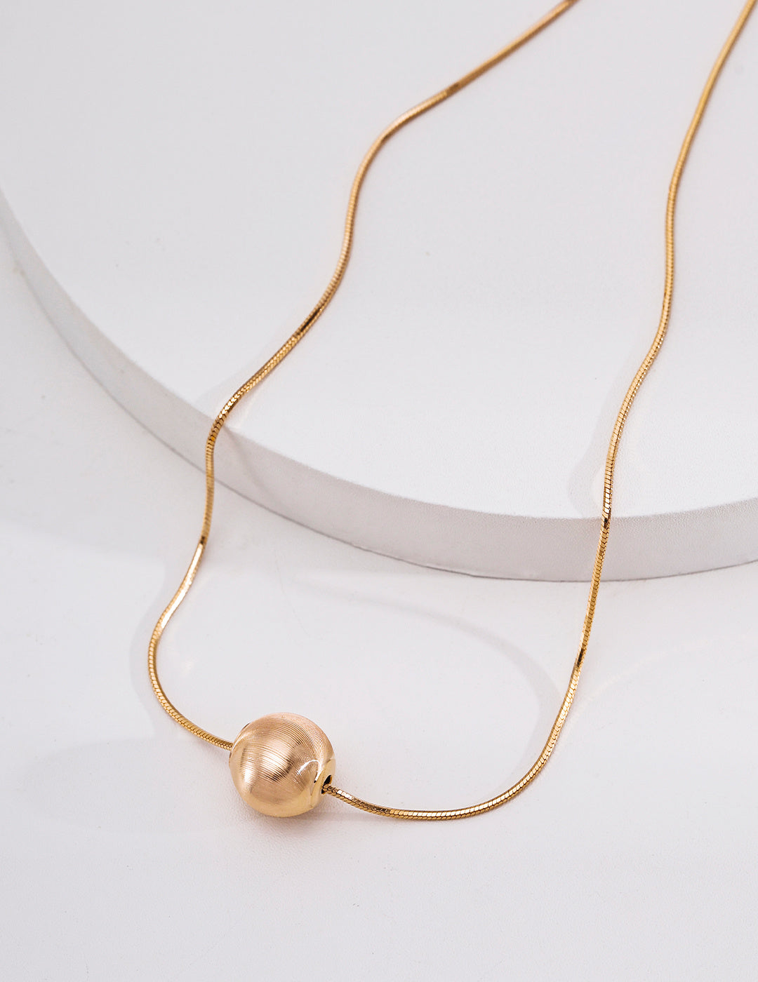 Minimalist Brushed Sphere S925 Necklace - Gold