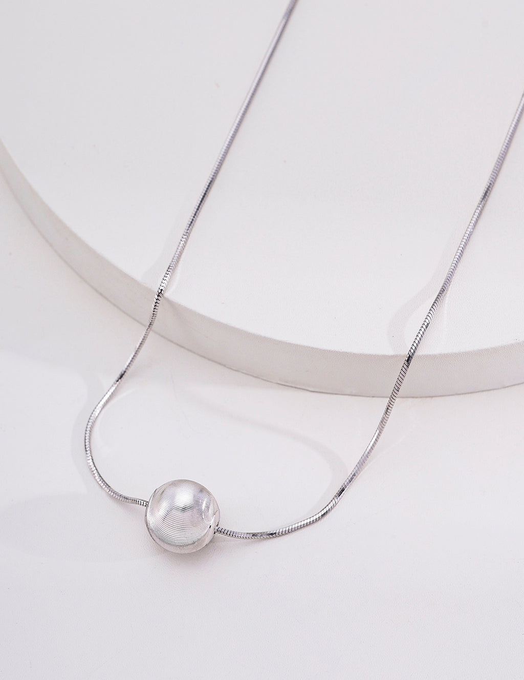 Minimalist Brushed Sphere S925 Necklace - Silver