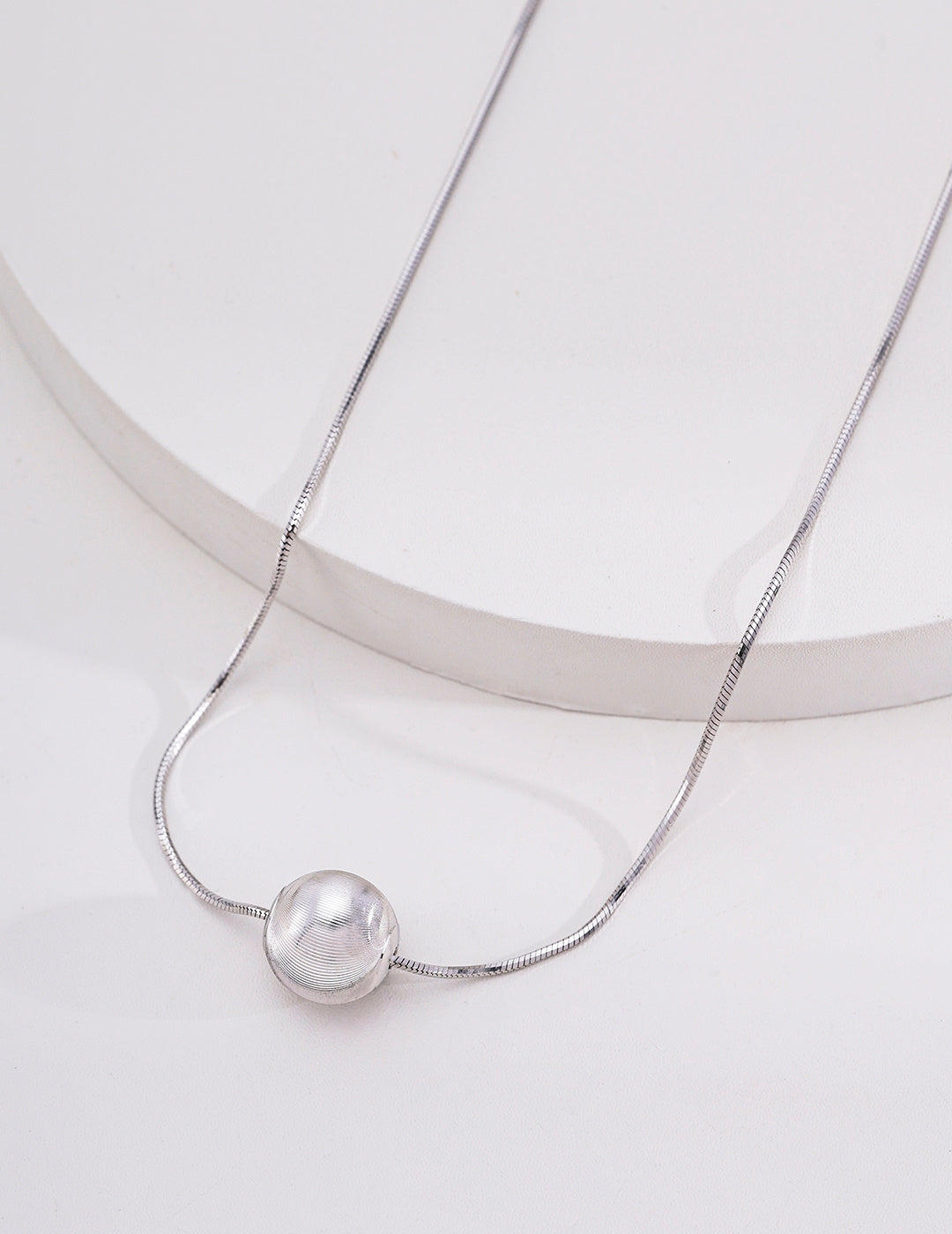 Minimalist Brushed Sphere S925 Necklace - Silver
